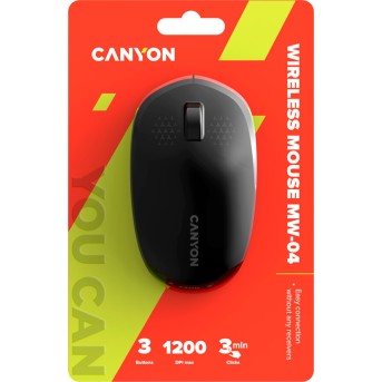 CANYON MW-04, Bluetooth Wireless optical mouse with 3 buttons, DPI 1200 , with1pc AA canyon turbo Alkaline battery,Black, 103*61*38.5mm, 0.047kg - Metoo (6)