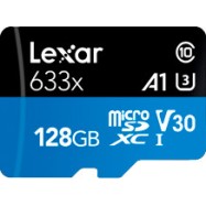 LEXAR 128GB High-Performance 633x microSDXC UHS-I, up to 100MB/s read 45MB/s write C10 A1 V30 U3, Global