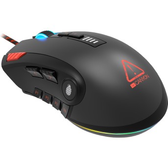 CANYON,Gaming Mouse with 12 programmable buttons, Sunplus 6662 optical sensor, 6 levels of DPI and up to 5000, 10 million times key life, 1.8m Braided cable, UPE feet and colorful RGB lights, Black, size:124x79x43.5mm, 148g - Metoo (4)