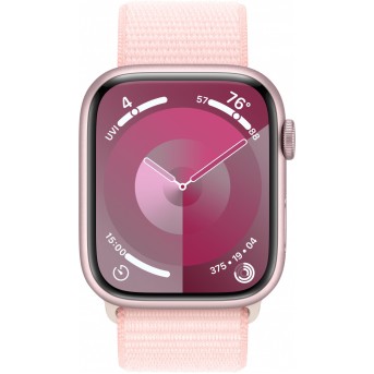 Apple Watch Series 9 GPS 45mm Pink Aluminium Case with Light Pink Sport Loop,Model A2980 - Metoo (10)
