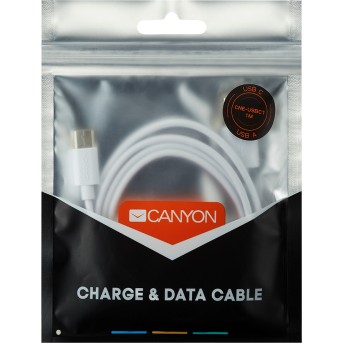 CANYON Type C USB Standard cable, cable length 1m, White, 15*8.2*1000mm, 0.018kg - Metoo (2)