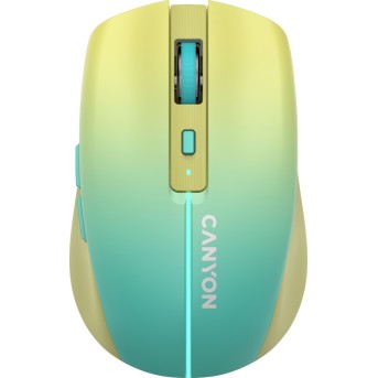 CANYON MW-44, 2 in 1 Wireless optical mouse with 8 buttons, DPI 800/<wbr>1200/<wbr>1600, 2 mode(BT/ 2.4GHz), 500mAh Lithium battery,7 single color LED light , Yellow-Blue(Gradient), cable length 0.8m, 102*64*35mm, 0.075kg - Metoo (1)