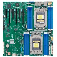 Supermicro mainboard server MBD-H12DSi-N6-B, Dual AMD EPYC 7003/7002 Series CPUs, 4TB Registered ECC DDR4 3200MHz SDRAM in 16 DIMMs, 10 SATA3, 2 SATADOM, 4 NVMe, Dual Gigabit LAN ports, 1 dedicated IPMI LAN Port, 8x 4-pin PWM Fans & Speed control, Bu