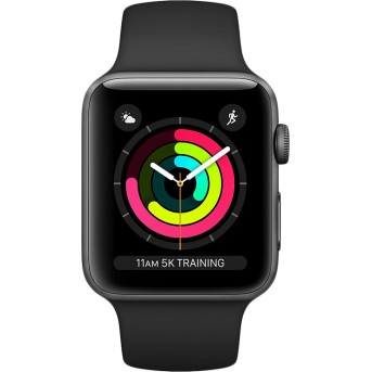 AppleWatch Series3 GPS, 42mm Space Grey Aluminium Case with Black Sport Band, Model A1859 - Metoo (2)