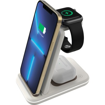 CANYON wireless charger WS-304 15W 3in1 Cosmic Latte в Metoo.kz - Metoo (1)