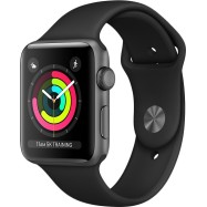 Apple Watch Series 3 GPS, 42mm Space Grey Aluminium Case with Black Sport Band, Model A1859