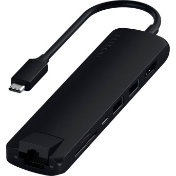 SATECHI Slim Multiport with Ethernet Adapter (Black) в Metoo.kz - Metoo (2)