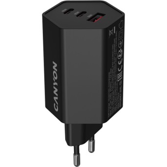 CANYON charger HEXAGON 65 GaN 65W 2xPD 1xQC EU Black в Metoo.kz - Metoo (1)