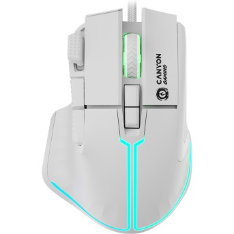 CANYON Fortnax GM-636, 9keys Gaming wired mouse,Sunplus 6662, DPI up to 20000, Huano 5million switch, RGB lighting effects, 1.65M braided cable, ABS material. size: 113*83*45mm, weight: 102g, White - Metoo (1)
