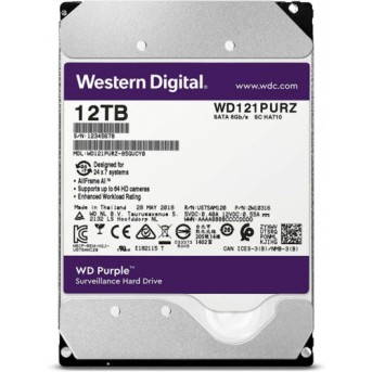 Внутренний жесткий диск HDD 12Tb Western Digital Purple WD121PURZ (3.5 дюйма, SATA, HDD (классические)) - Metoo (1)