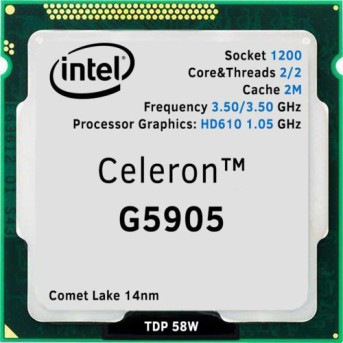 Процессор Intel Celeron G5905 Comet Lake Процессор Intel Celeron G5905 (3.5 Ггц, 2 ядра, 4 Мб) - Metoo (1)
