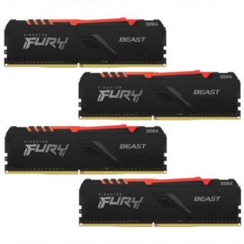 ОЗУ Kingston FURY Beast RGB KF426C16BBAK4/<wbr>128 (DIMM, DDR4, 32 ГБ x 4, 2666 МГц) - Metoo (1)