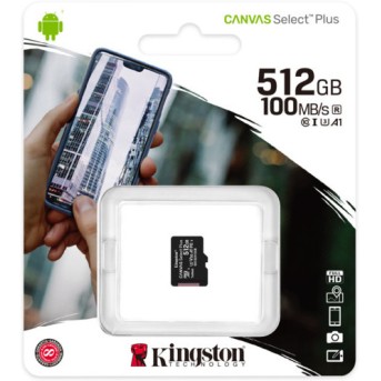 Флеш (Flash) карты Kingston Canvas Select Plus UHS-I microSDXC 512GB SDCS2/<wbr>512GB (512 ГБ) - Metoo (1)