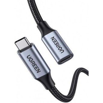 Кабель UGREEN US372 USB-C Male to USB-C Female Gen2 Alu Case Braided Extension Cable 1m (Dark gray) 30205 в Metoo.kz - Metoo (1)