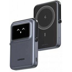 Пауэрбанк UGREEN PB572 45327 10000mAh mini Magnetic Robot Wls 20W(7.5W) USB-C With Hoder Grey