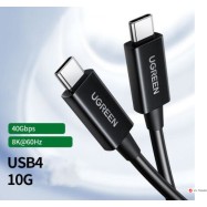 Кабель UGREEN US507 USB4 Type C Male to Type C Male 5A Cable 0.8m (Black), 30691