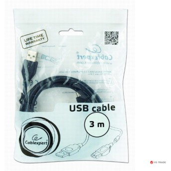 Кабель Gembird/<wbr>Cablexpert USB 2.0 Pro, AM/<wbr>BM, 3м, экран, феррит. кольцо, черный, пакет, CCP-USB2-AMBM-10 - Metoo (4)