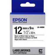 Лента Epson LK4WBN Std Blk/Wht 12/9, 12mm, 9m, C53S654021