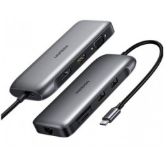 Конвертер Ugreen CM274 USB-C To 2*USB 3.0 A+HDMI+VGA+DP+RJ45 Gigabit+SD/<wbr>TF+PD Converter. 70301