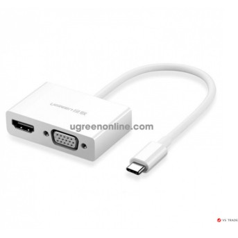 Переходник UGREEN MM123 USB Type C to HDMI + VGA Converter (White) - Metoo (1)