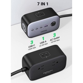 Сетевое зарядное устройство Ugreen CD270 100W Nexode Power Strip (3C1A) 60167 - Metoo (1)