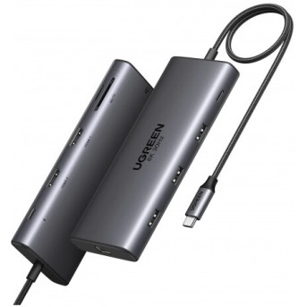 Hub UGREEN CM639 8-in-1 USB-C to 2*HDMI(4K@60Hz)+DP+2C2A+PD(100W 35625 в Metoo.kz - Metoo (1)