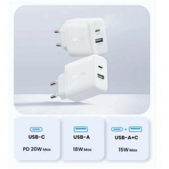 Зарядное устройство Ugreen X227 45310 20W PD Charger USB-C, USB-A - Metoo (1)