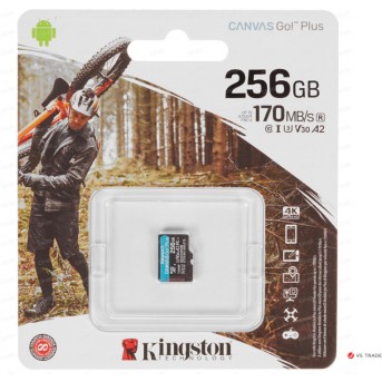 Карта памяти Kingston 256GB microSDXC Canvas Go Plus 170R A2 U3 V30 Card, без адаптера, SDCG3/<wbr>256GBSP - Metoo (1)