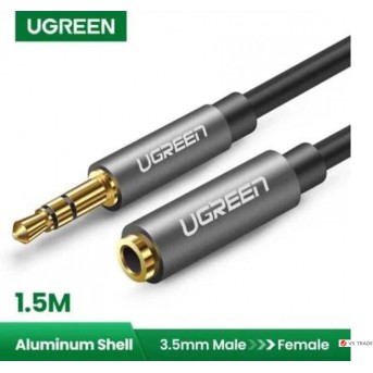 Аудиокабель UGREEN AV118 3.5mm Male to 3.5mm Female Extension Cable, 1.5m, Black, 10593 - Metoo (1)