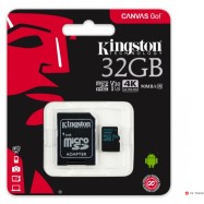 Карта памяти Kingston 32GB microSDHC Canvas Go 90R/45W U3 UHS-I V30 Card + SD Adapter