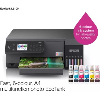 МФУ струйное цветное Epson L8100 C11CK94401 А4, до 22 стр/<wbr>мин, USB, Wi-Fi, Печать на CD/<wbr>DVD/<wbr>id картах, 6 цв - Metoo (1)