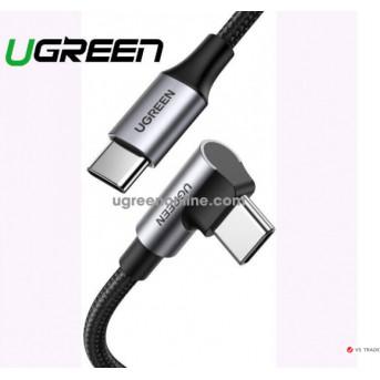 Кабель UGREEN US334 USB-C 2.0 to Angled USB-C M/<wbr>M Cable Aluminium Shell with Braided 2m (Black) - Metoo (1)