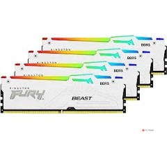 ОЗУ DIMM DDR5 Kingston FURY Beast White RGB 128Gb(32Gbx4)5600MT/<wbr>s,2RX8,CL40-40-40,1.25V,288-pin,16Gbit,KF556C40BWAK4-128