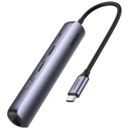 Мобильный активный OTG-хаб UGREEN CM418 USB-C to 2*USB 3.0+HDMI+RJ45 Ethernet Adapter+PD