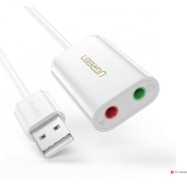 Адаптер звука UGREEN US205 USB 2.0 External Sound Adapter (White)