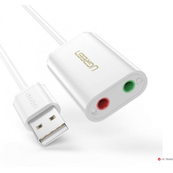 Адаптер звука UGREEN US205 USB 2.0 External Sound Adapter (White) - Metoo (1)