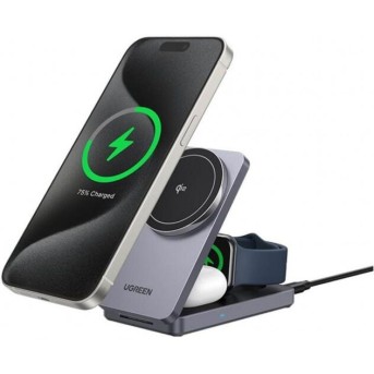 Беспроводная зарядка Ugreen W707 45025 3-in-1/<wbr>15W Magnetic Wireless Charger for Apple Iphone/<wbr>AirPods/<wbr>Watch - Metoo (1)