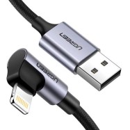 Кабель Ugreen US299 Angled Lightning To USB 2.0 A Male Cable(90° Angle)/Black 1M, 60521