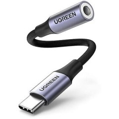 Кабель Ugreen AV161 USB Type C - 3.5mm аудио, оплетка, 0.1M, Space Gray, 80154..