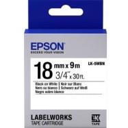 Лента стандартная Epson C53S655006, LK5WBN, 18мм, белый/черный, 9м/ЖЕЛТАЯ НАКЛЕЙКА..