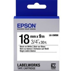 Лента стандартная Epson C53S655006, LK5WBN, 18мм, белый/черный, 9м/ЖЕЛТАЯ НАКЛЕЙКА..