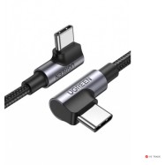 Кабель UGREEN US335 Angled USB-C M/M Cable Aluminium Shell with Braided 1m (Black)