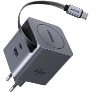 Зарядное устройство UGREEN X615 65W 2C1A GaN Fast Charger with Retractable Cable USB-C, 65825..