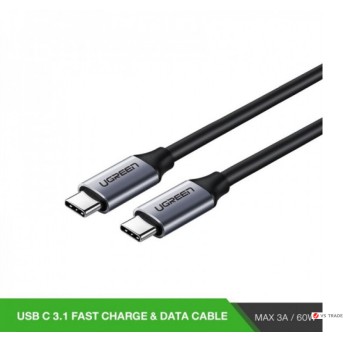 Кабель UGREEN US161 USB 3.1 Type C Male to Type C Male Cable Nickel Plating Aluminum Shell 1.5m (Gray) - Metoo (1)