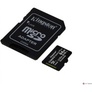 Карта памяти Kingston 64GB micro SDHC Canvas Select Plus 100R A1 C10 Three Pack + Single ADP, SDCS2/64GB-3P1A