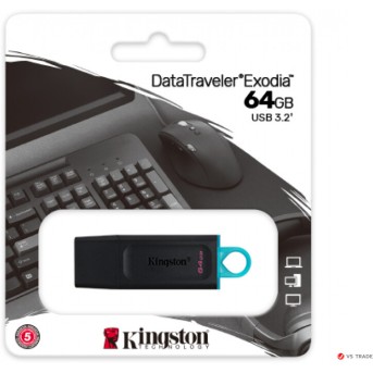 USB- Flash Kingston 64Gb DT Exodia, USB 3.2 Gen 1, DTX/<wbr>64GB, Black/<wbr>Teal - Metoo (3)