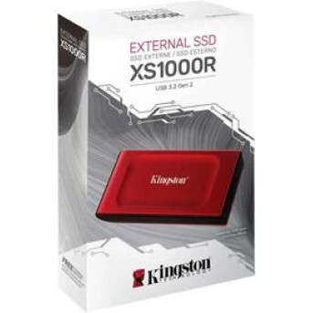 Внешний SSD Kingston 1TB XS1000 Red USB 3.2 Gen 2, 1050 МБ/<wbr>с (чтение), 1000 МБ/<wbr>с (запись) - Metoo (1)