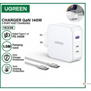 Зарядное устройство Ugreen CD289 Nexode 140W 3-Port PD GaN Fast Charger EU (White), 15339