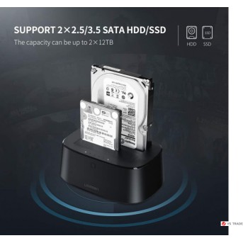 Док-станция UGREEN CM198 USB 3.0 to SATA HDD SSD Dual Dock Station, 50742 - Metoo (2)