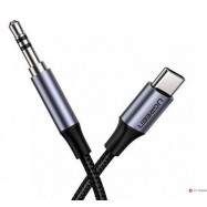 Аудио кабель Ugreen AV143 USB-C - 3,5мм, M/M Aluminum Shell, 1m, Deep Gray, 30633